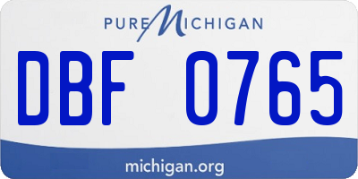 MI license plate DBF0765