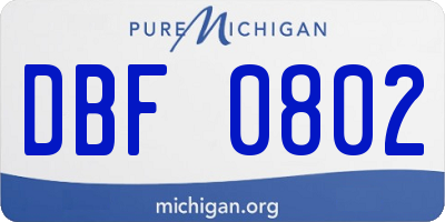 MI license plate DBF0802