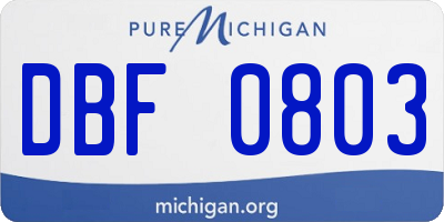 MI license plate DBF0803