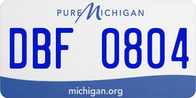 MI license plate DBF0804