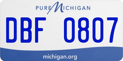 MI license plate DBF0807