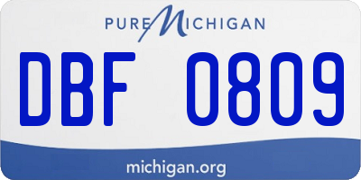 MI license plate DBF0809