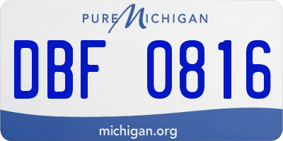 MI license plate DBF0816