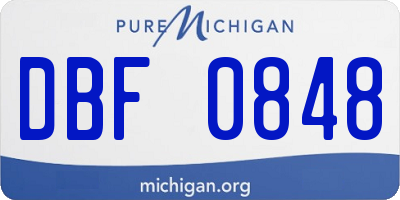 MI license plate DBF0848