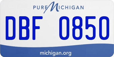 MI license plate DBF0850