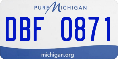 MI license plate DBF0871