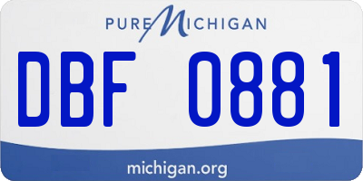MI license plate DBF0881
