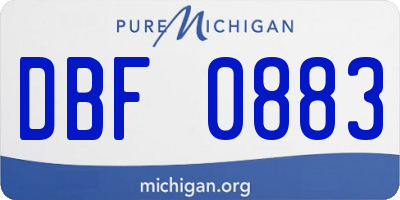 MI license plate DBF0883