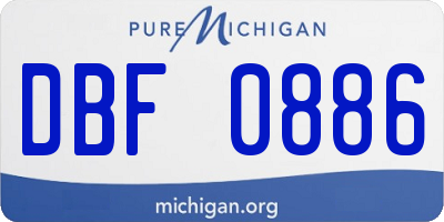 MI license plate DBF0886
