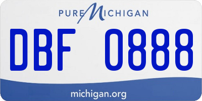 MI license plate DBF0888