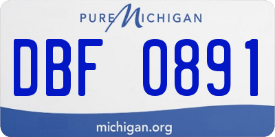 MI license plate DBF0891