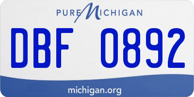 MI license plate DBF0892