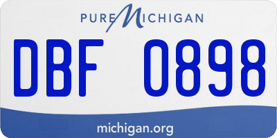 MI license plate DBF0898