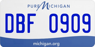 MI license plate DBF0909