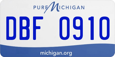MI license plate DBF0910