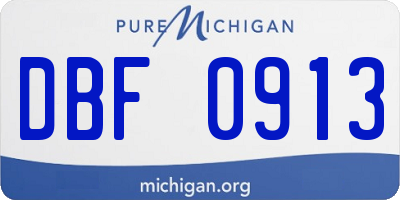 MI license plate DBF0913