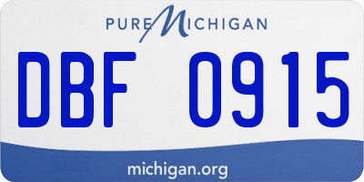 MI license plate DBF0915