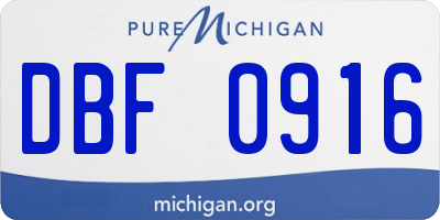 MI license plate DBF0916