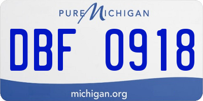 MI license plate DBF0918