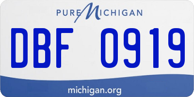MI license plate DBF0919