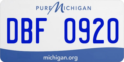 MI license plate DBF0920