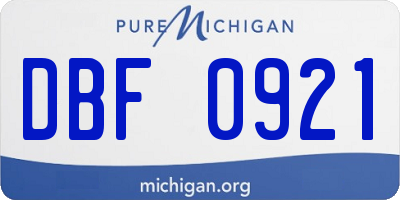 MI license plate DBF0921