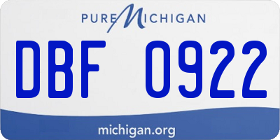 MI license plate DBF0922