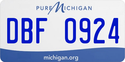 MI license plate DBF0924