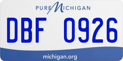 MI license plate DBF0926