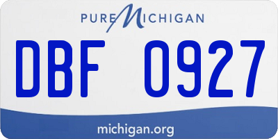 MI license plate DBF0927