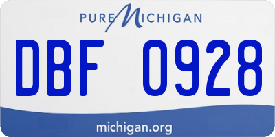 MI license plate DBF0928