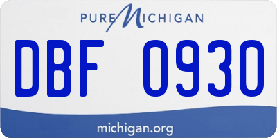 MI license plate DBF0930