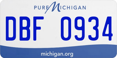 MI license plate DBF0934