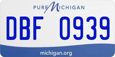 MI license plate DBF0939
