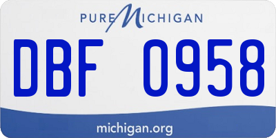 MI license plate DBF0958