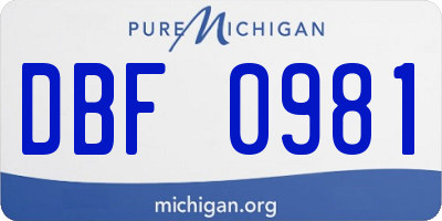 MI license plate DBF0981