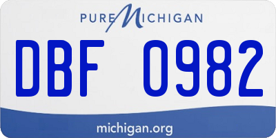 MI license plate DBF0982