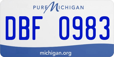 MI license plate DBF0983