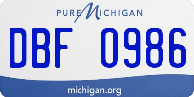 MI license plate DBF0986