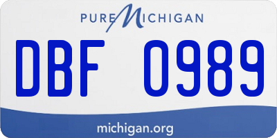 MI license plate DBF0989