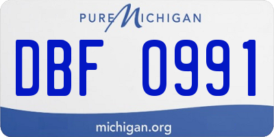 MI license plate DBF0991