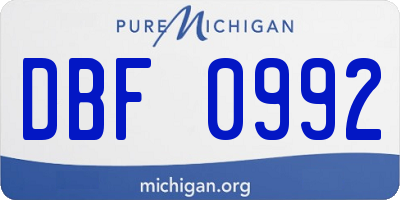 MI license plate DBF0992