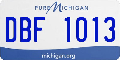 MI license plate DBF1013