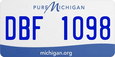 MI license plate DBF1098