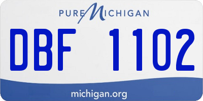 MI license plate DBF1102