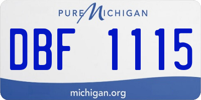 MI license plate DBF1115