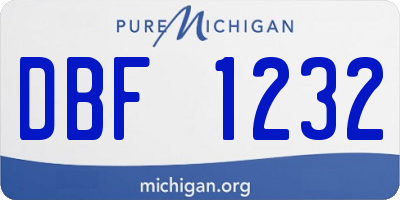 MI license plate DBF1232