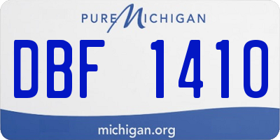 MI license plate DBF1410