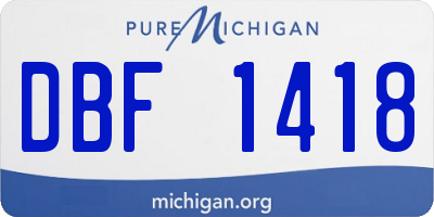 MI license plate DBF1418