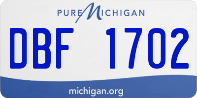 MI license plate DBF1702
